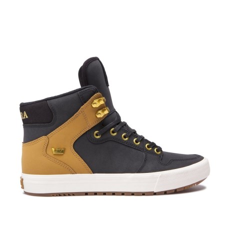 Supra Vaider Cold Weather Svart/Gul Høye Sneakers Dame [NO-7-M287]